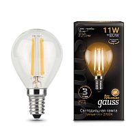 Лампа светодиодная филаментная Black Filament 11Вт шар 2700К E14 | Код. 105801111 | Gauss